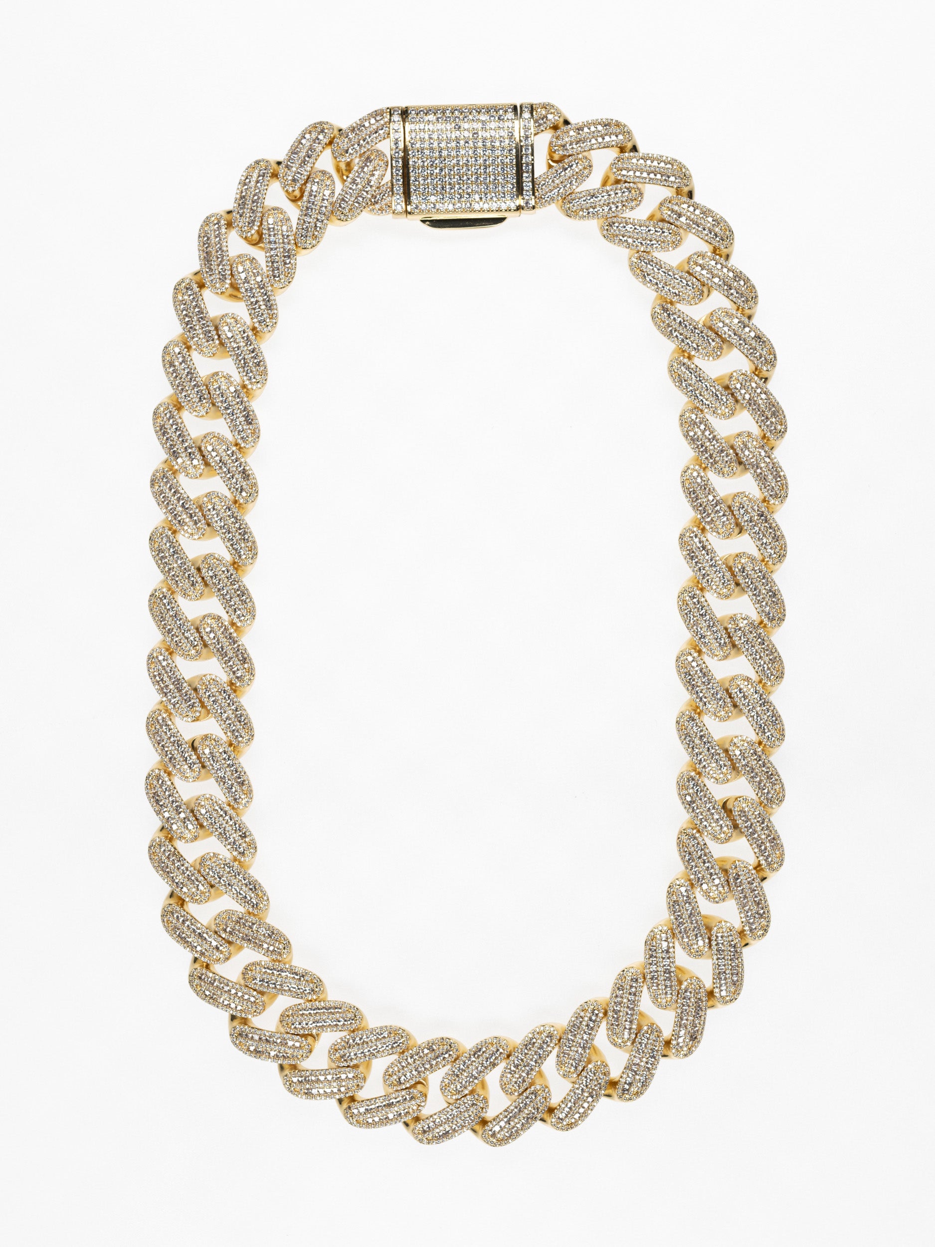 Cadena Cubana Baguette 25mm - Oro