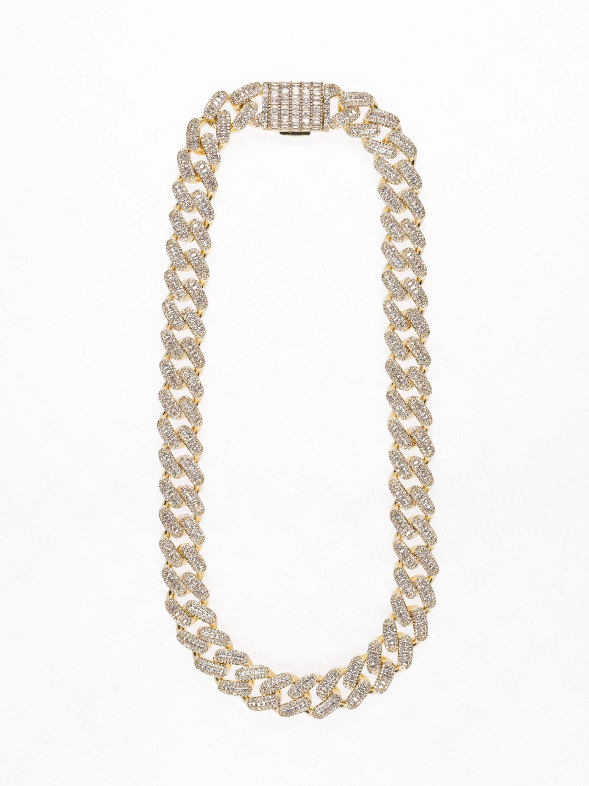 Cadena Cubana Baguette 15mm - Oro