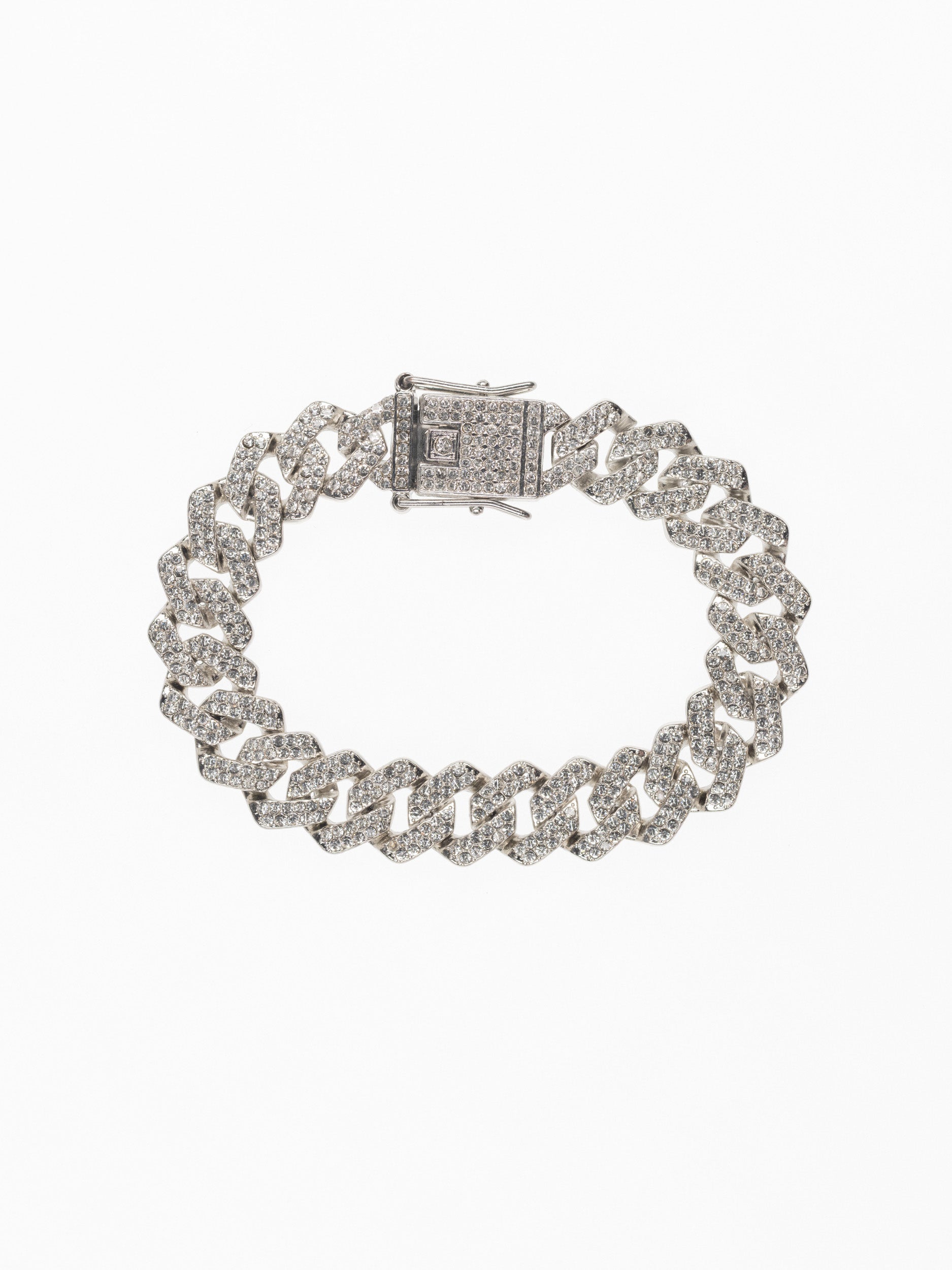 Pulsera Cubana Prong Z 13,5MM - Oro Blanco