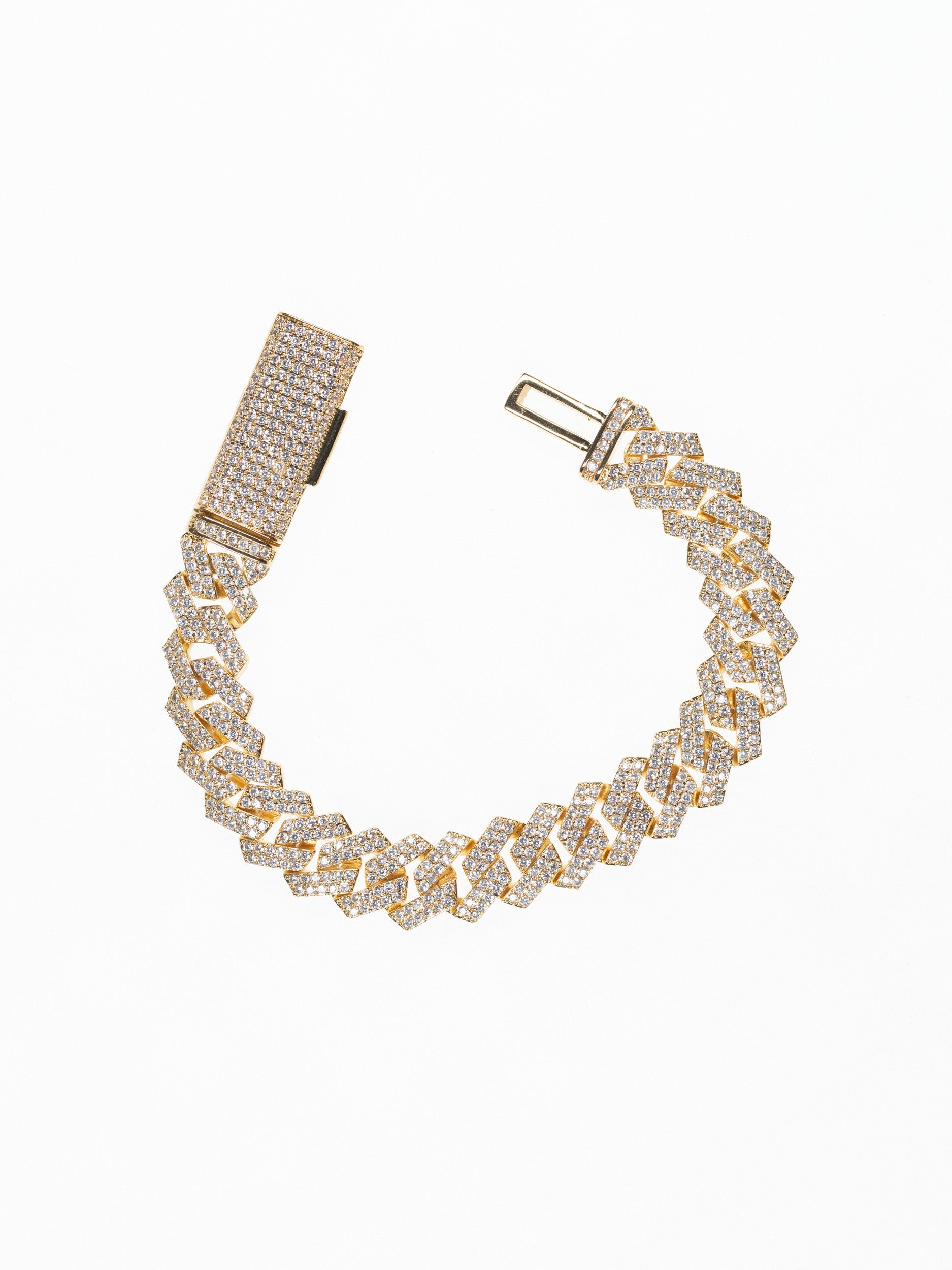 Pulsera Cubana Prong 12mm - Oro