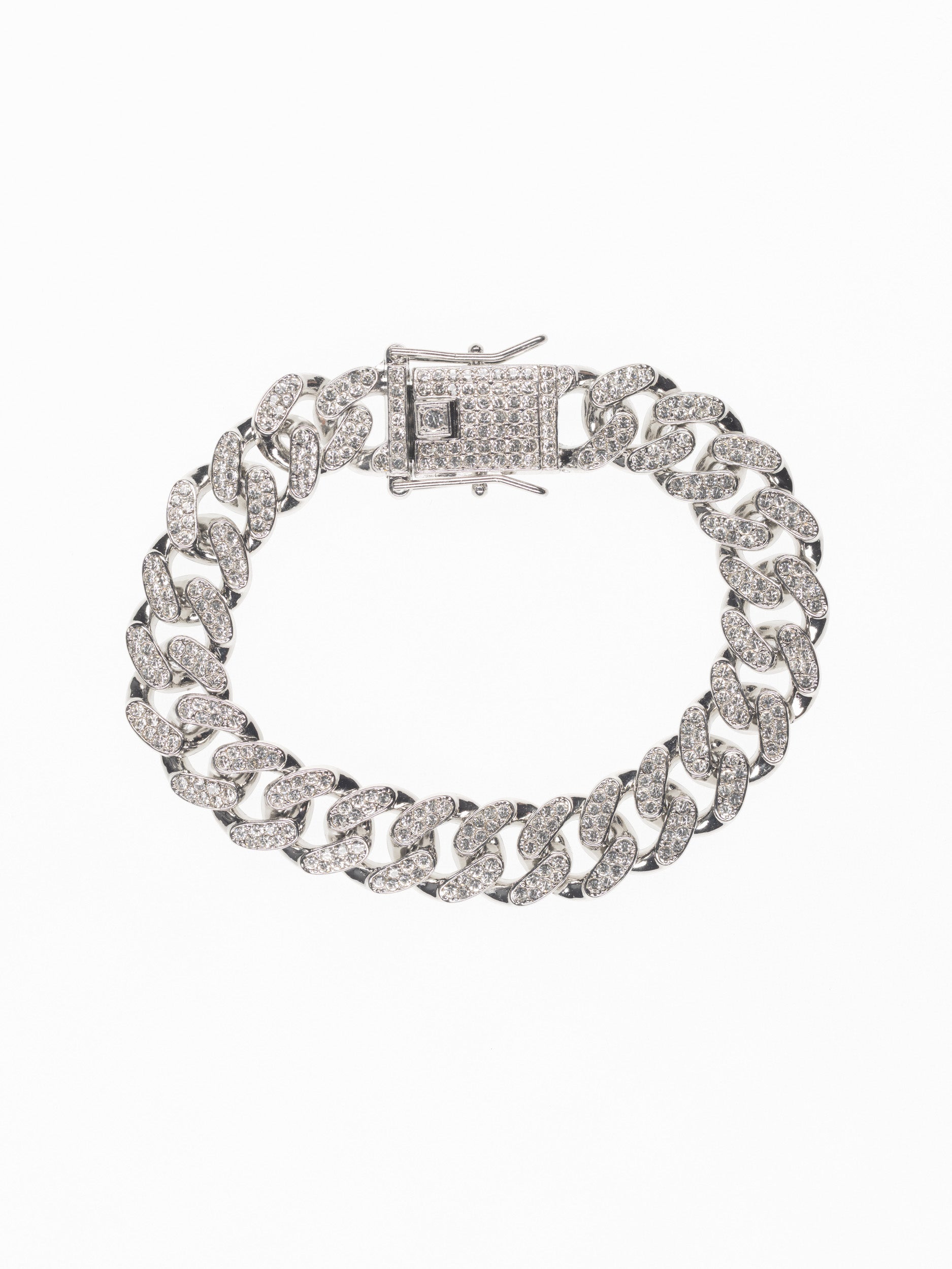 Pulsera Cubana 13mm - Oro Blanco