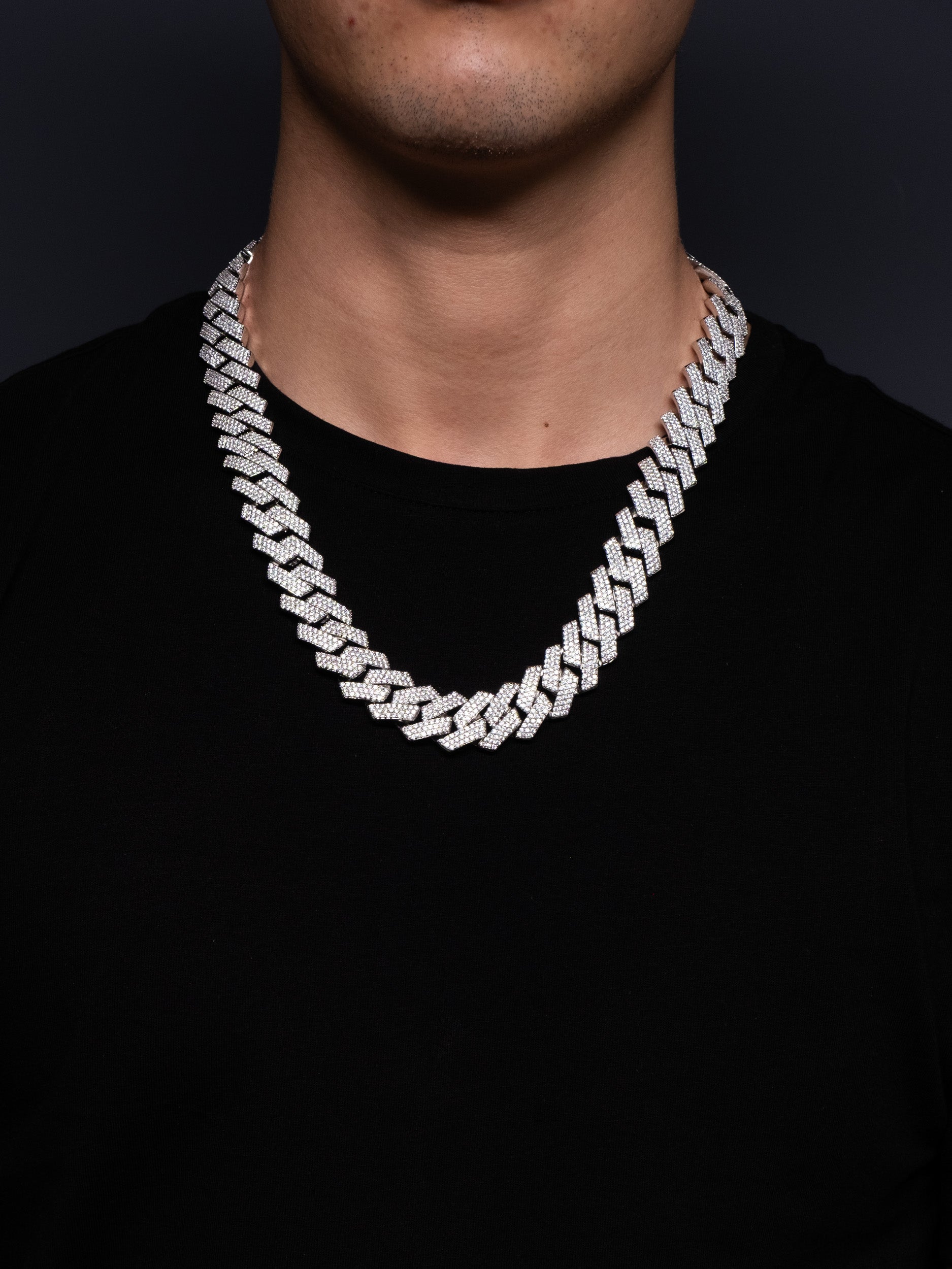 Cadena "QUEVEDO" Prong 20MM - Oro Blanco