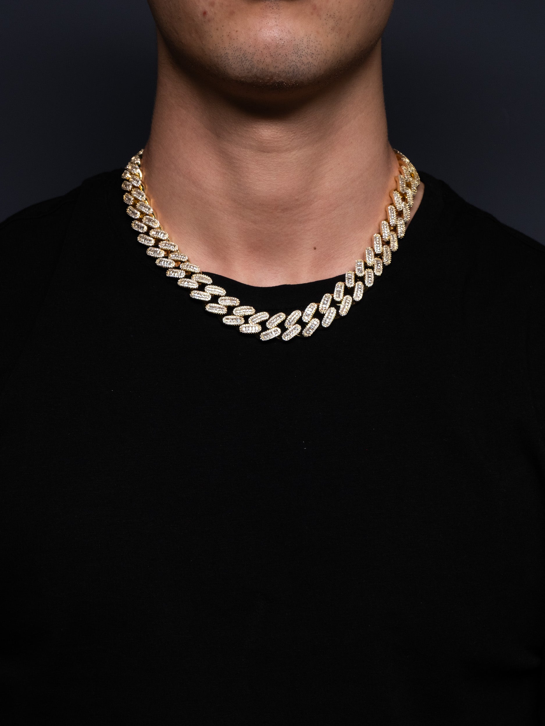 Cadena Cubana Baguette 15mm - Oro