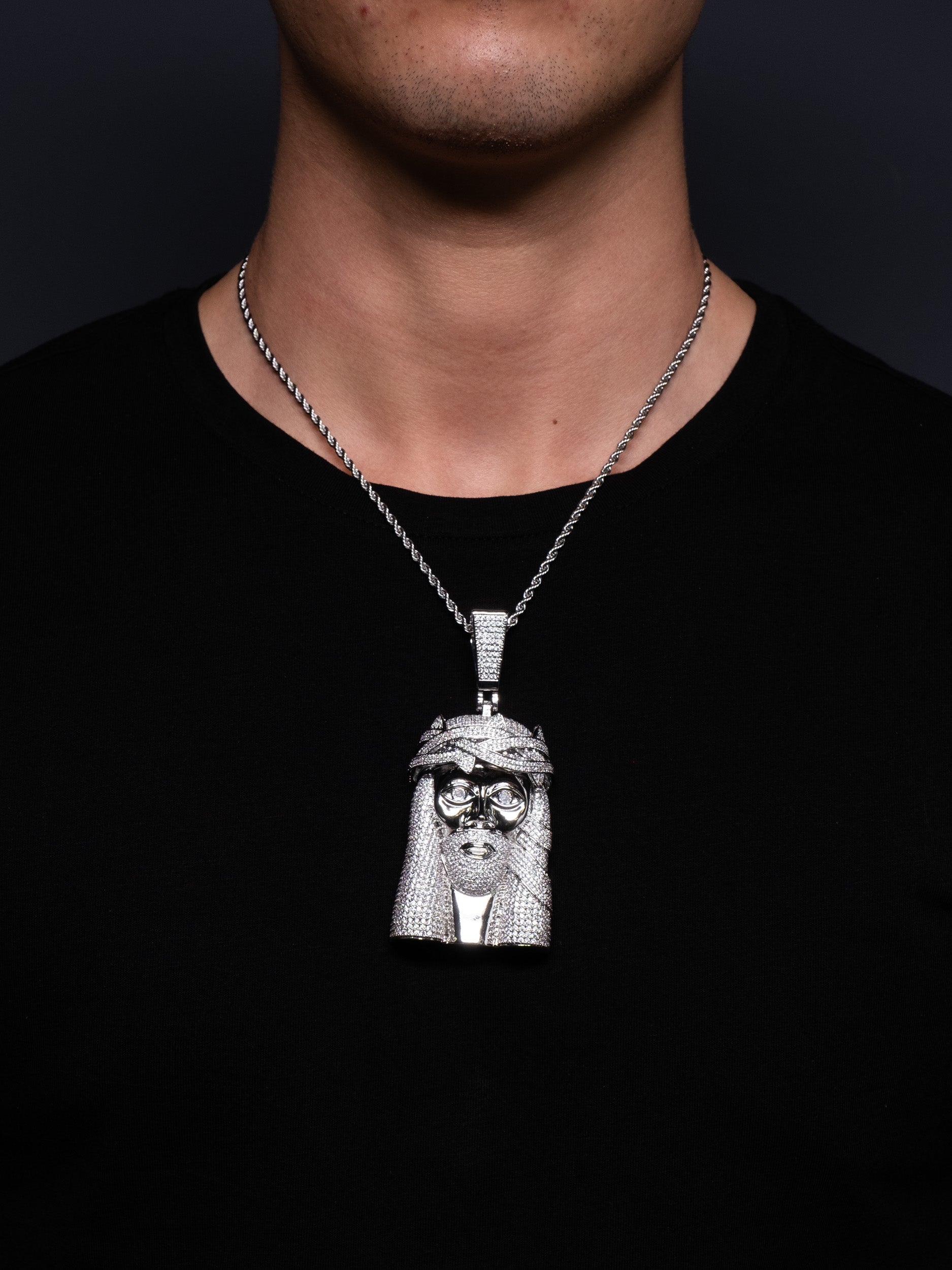 Colgante Jesús XL - Oro Blanco