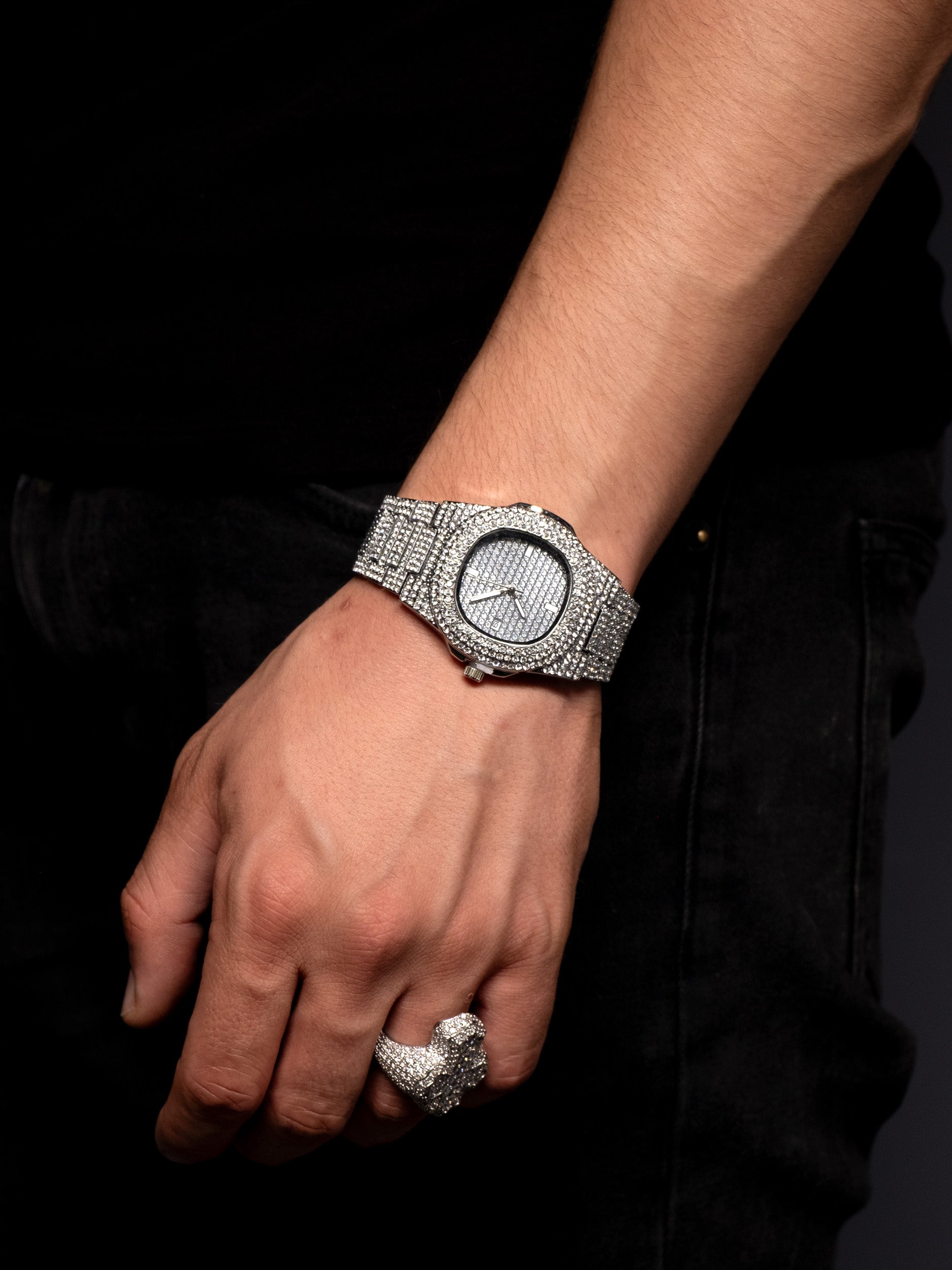 Reloj "Iced Out" - Oro Blanco