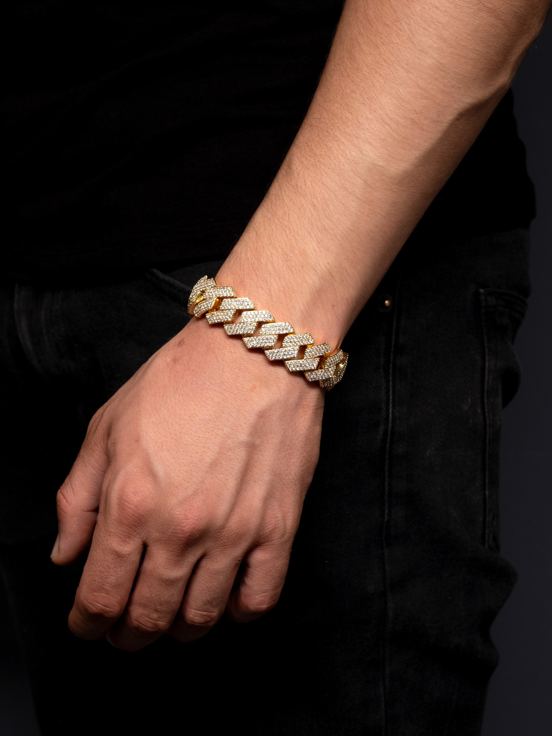 Pulsera Cubana Prong 20MM - Oro