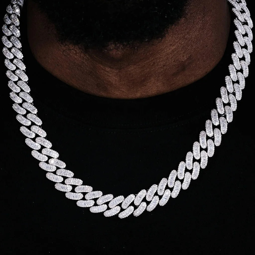 Cadena Cubana Baguette Iced Out 15mm