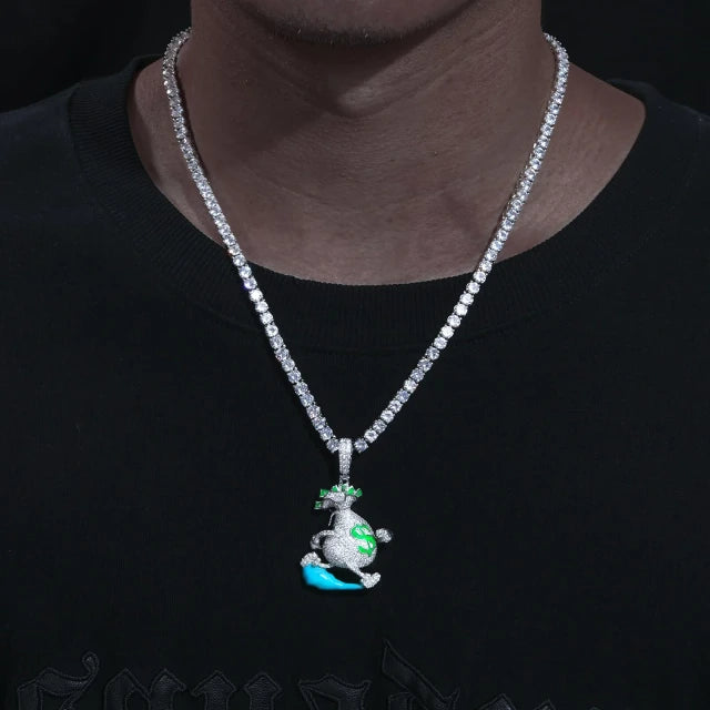 Running Money de Plata 925 con Moisantita VVS brillante en la oscuridad