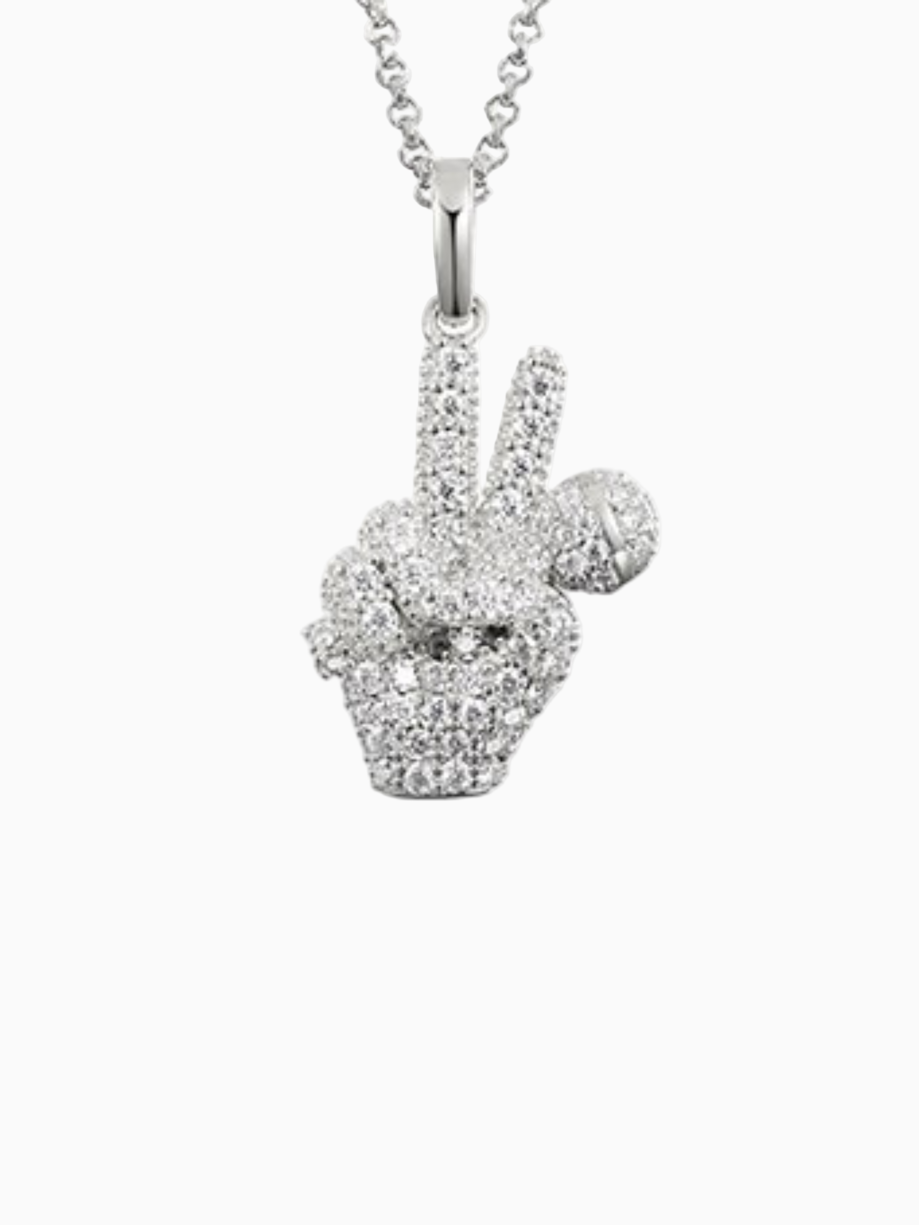 Mano con micrófono en plata 925 con moisantita VVS