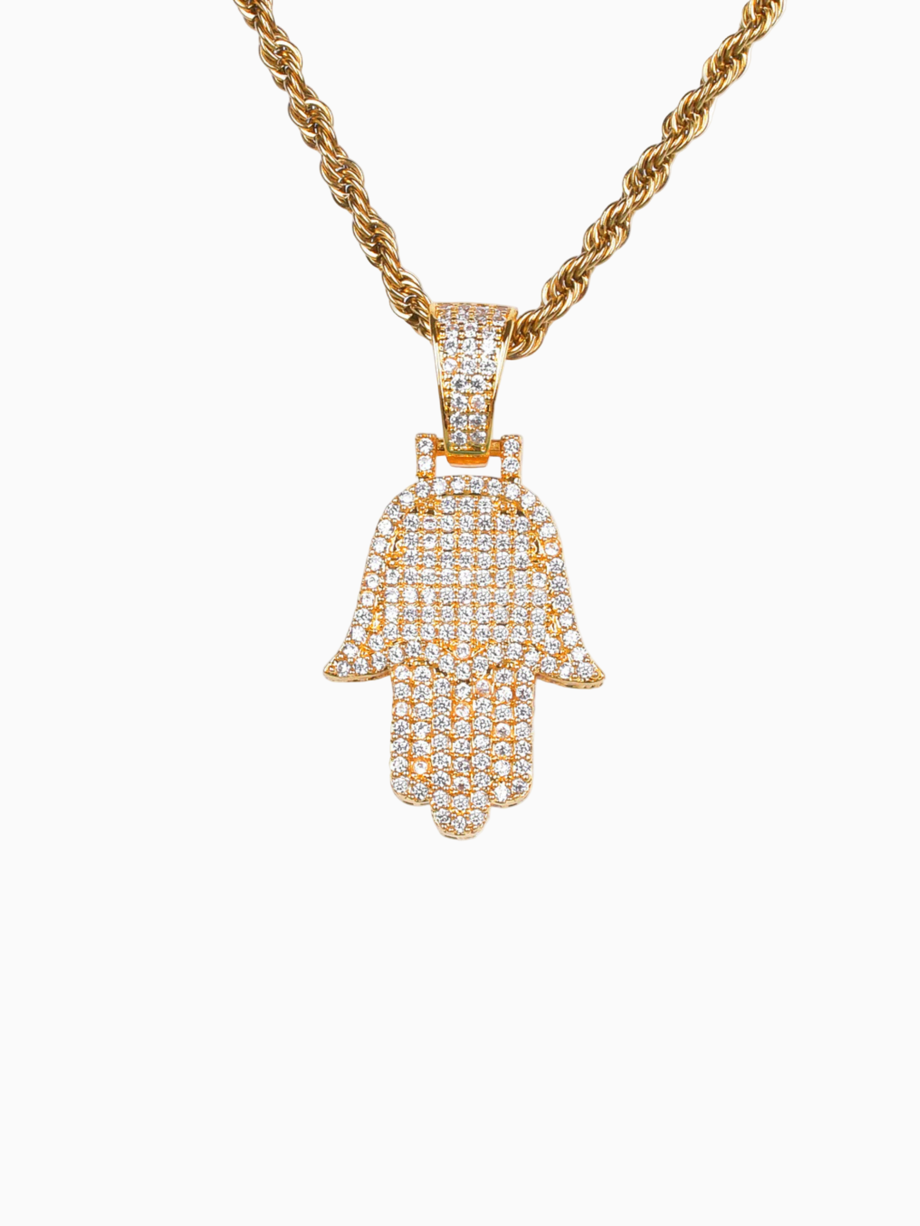 Colgante Mano de Fatima 18K Iced Out