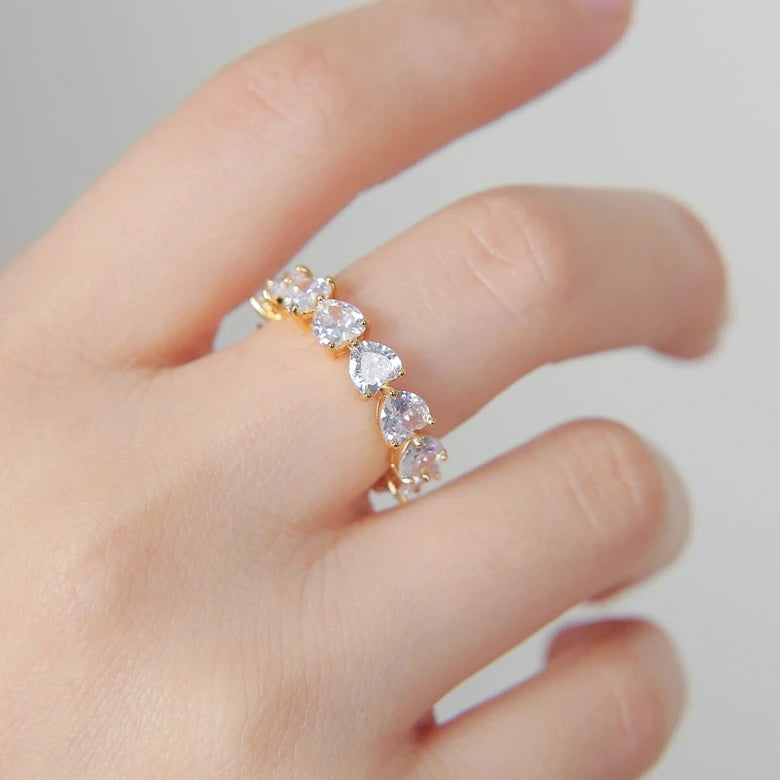 Diamond Hearts 24K Ring
