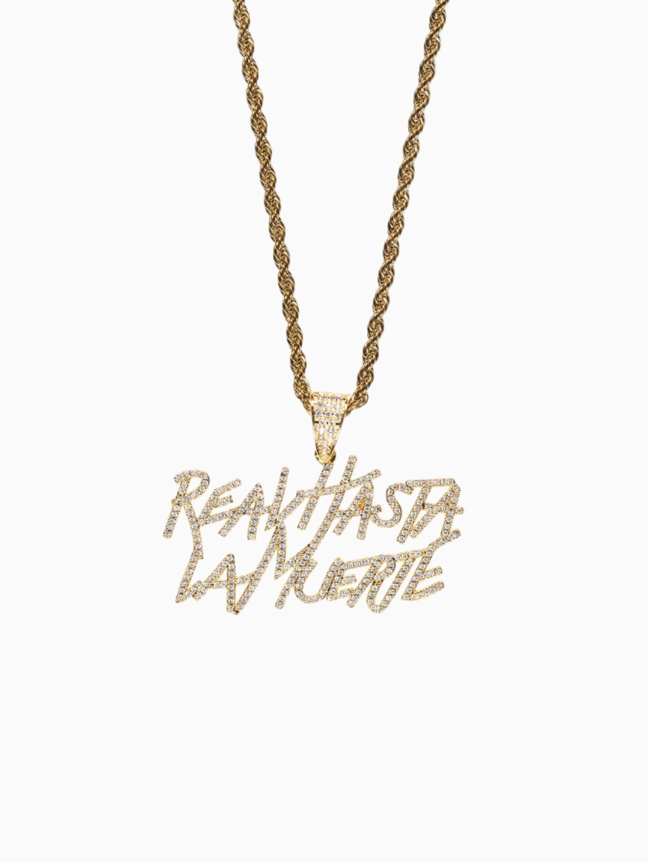 Colgante REAL HASTA LA MUERTE de Anuel en oro y diamantes con cadena incluida de Street Chains