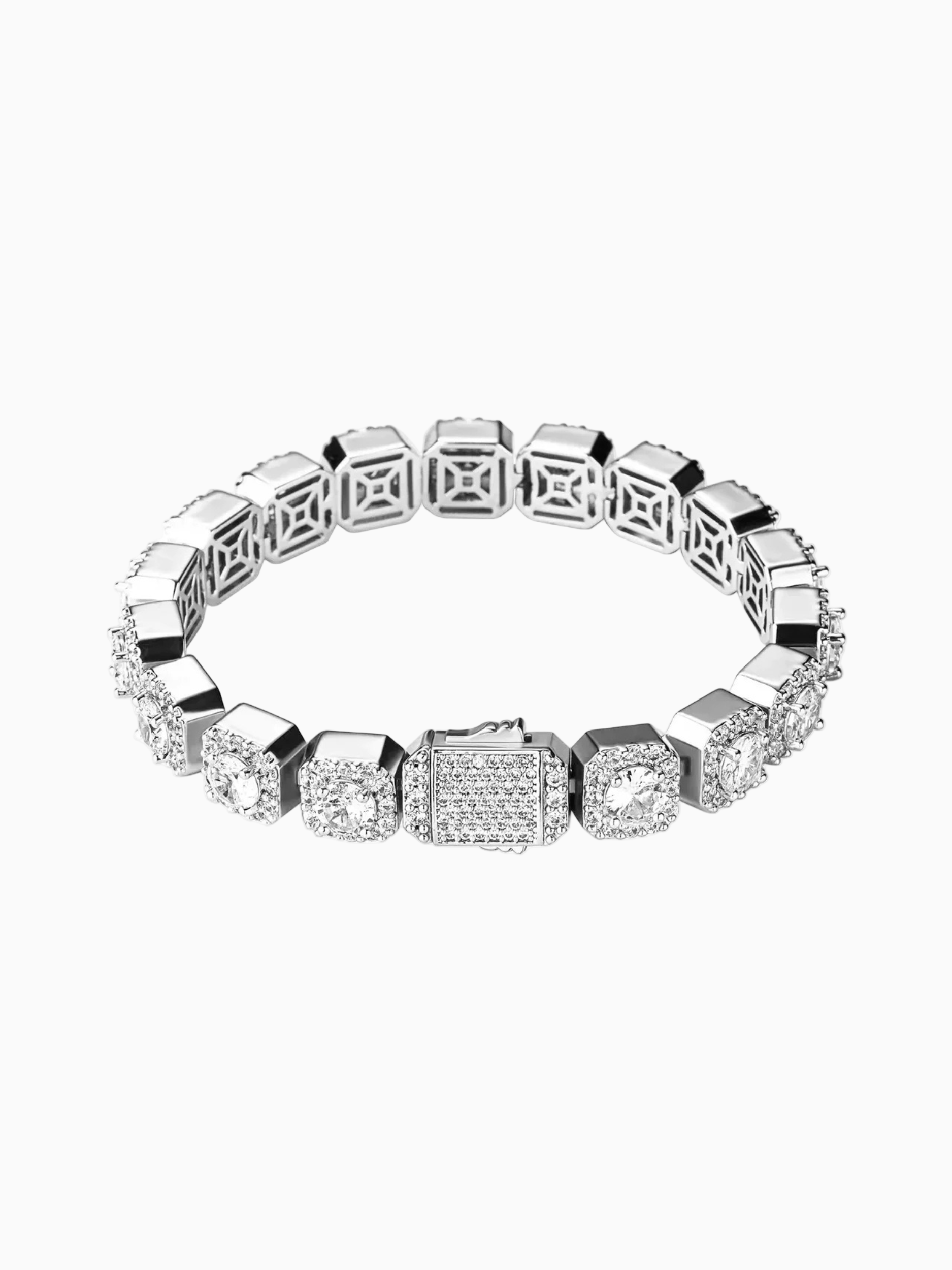 Pulsera Tennis "Clustered" 10mm - Oro Blanco