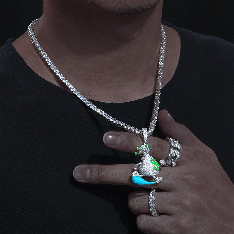 925 Silver Running Money with VVS Moisantite glowing in the dark