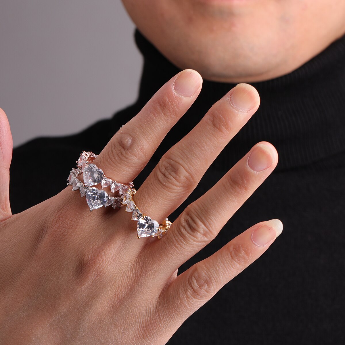 Premium 24K "Hearts Diamonds" Ring