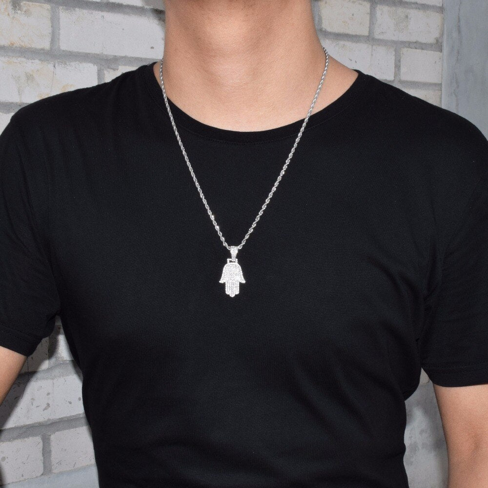 Colgante Mano de Fatima 18K Iced Out