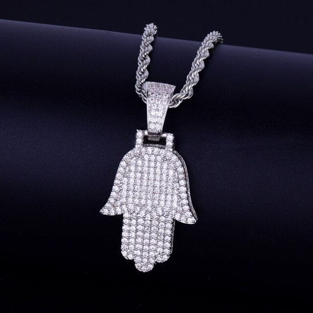 Colgante Mano de Fatima 18K Iced Out