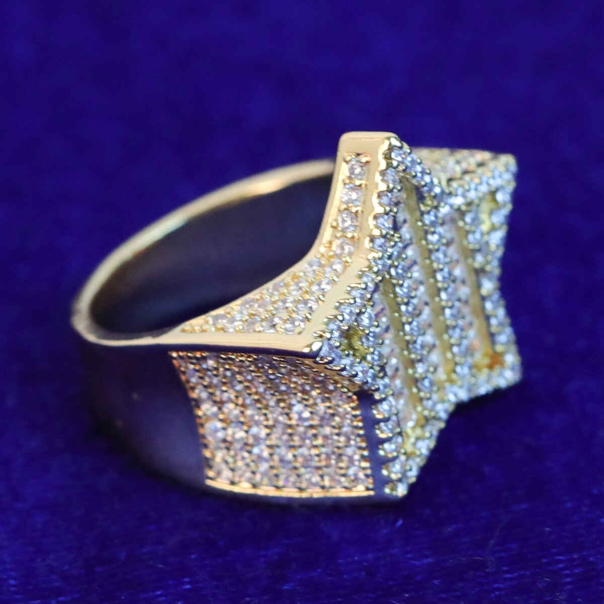 24K Baguette Star Ring