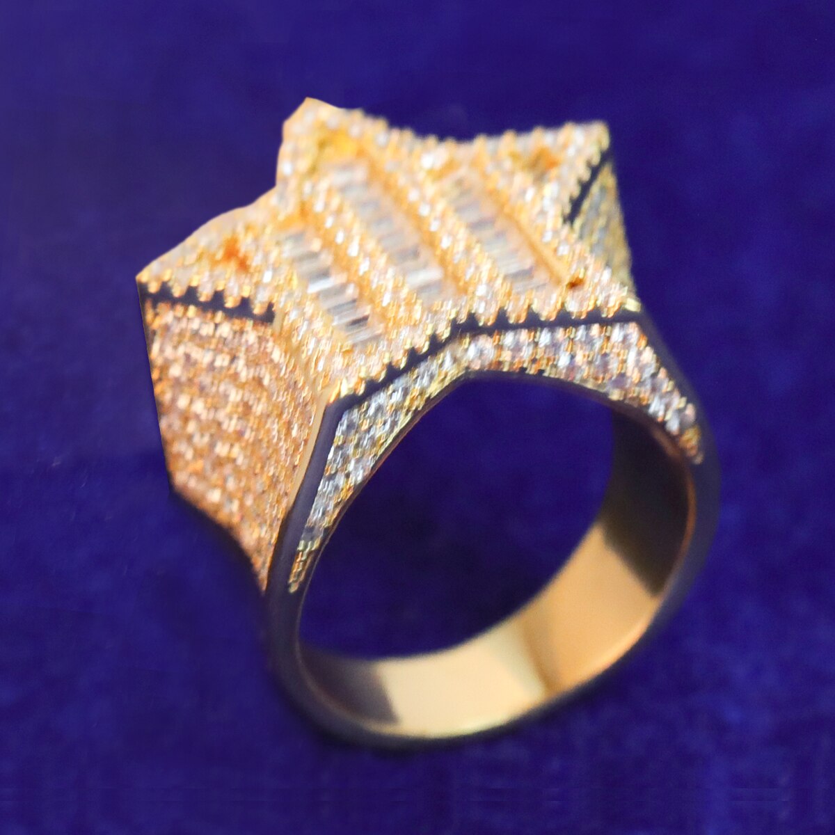 24K Baguette Star Ring