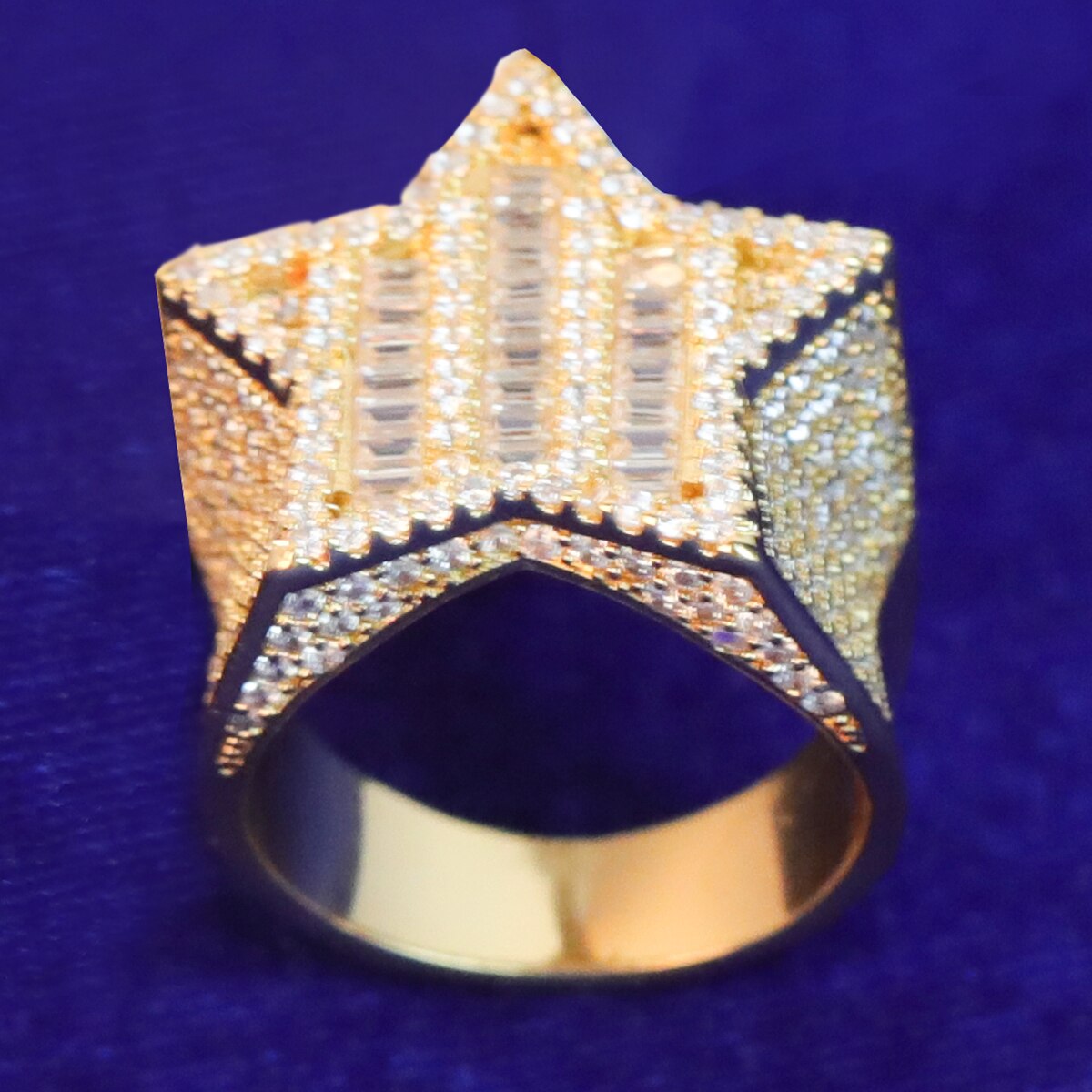 24K Baguette Star Ring