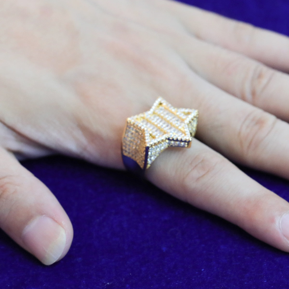 24K Baguette Star Ring