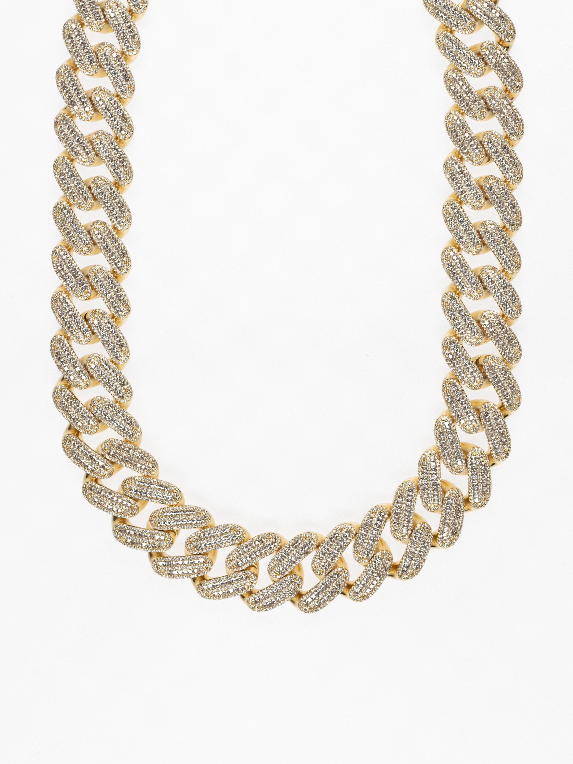 Cadena Cubana Baguette 25mm - Oro