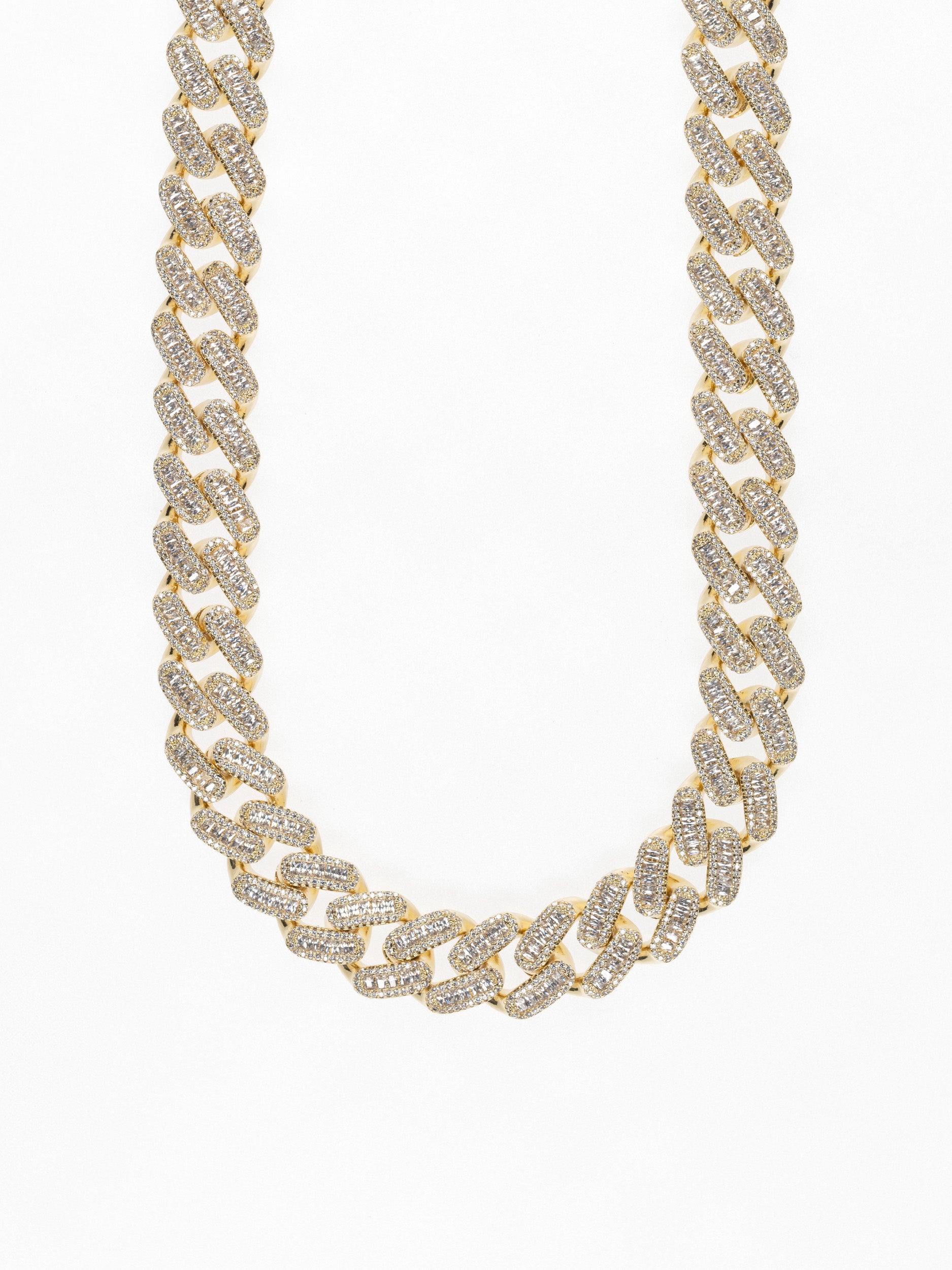 Cadena Cubana Baguette 15mm - Oro