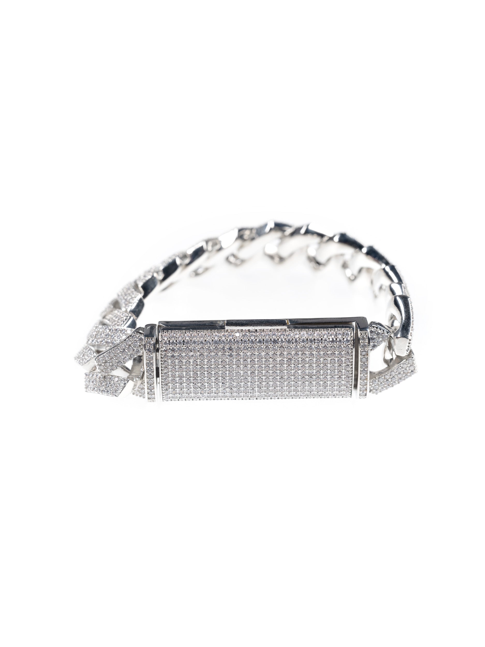 Pulsera Cubana Prong 20MM - Oro Blanco