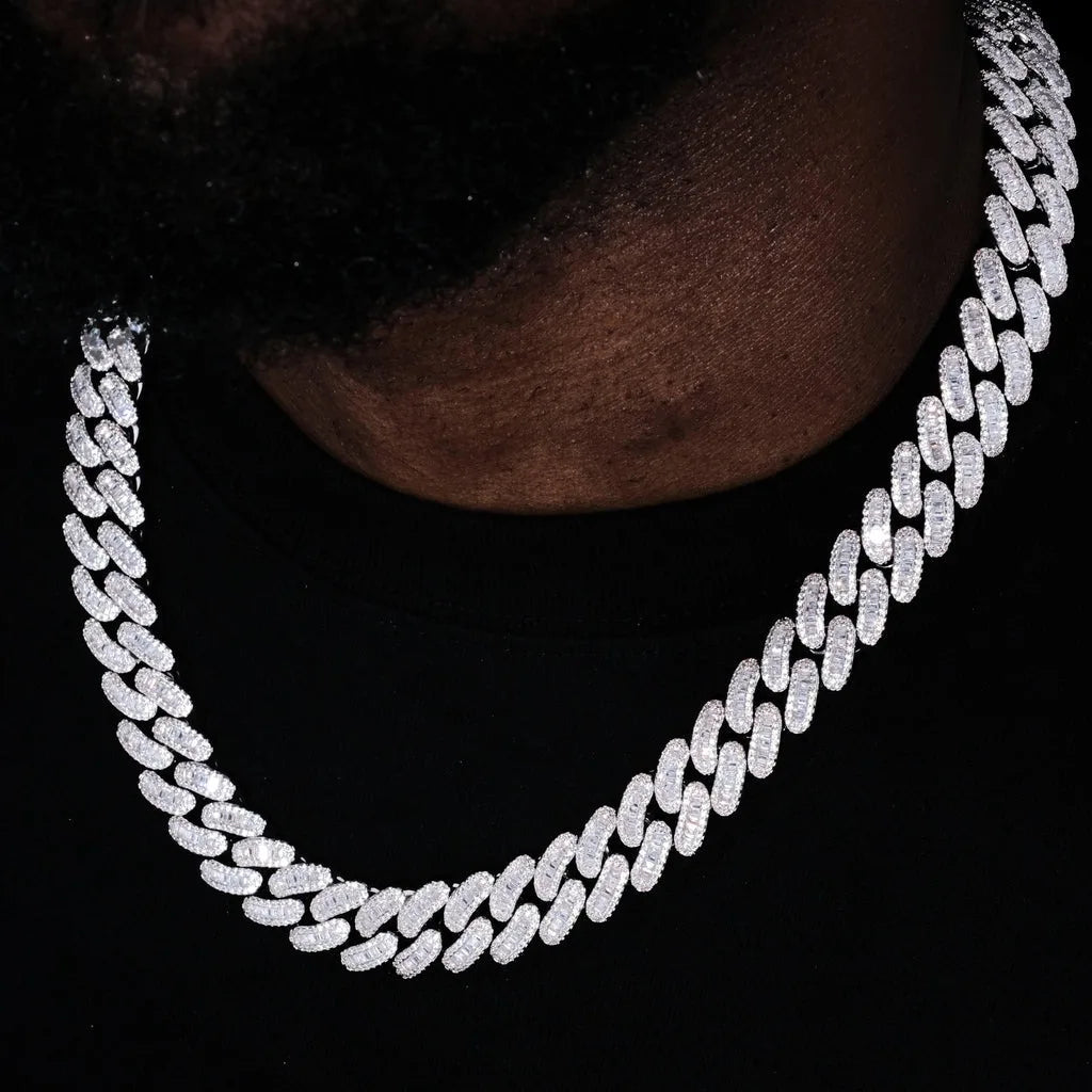 Cadena Cubana Baguette Iced Out 15mm