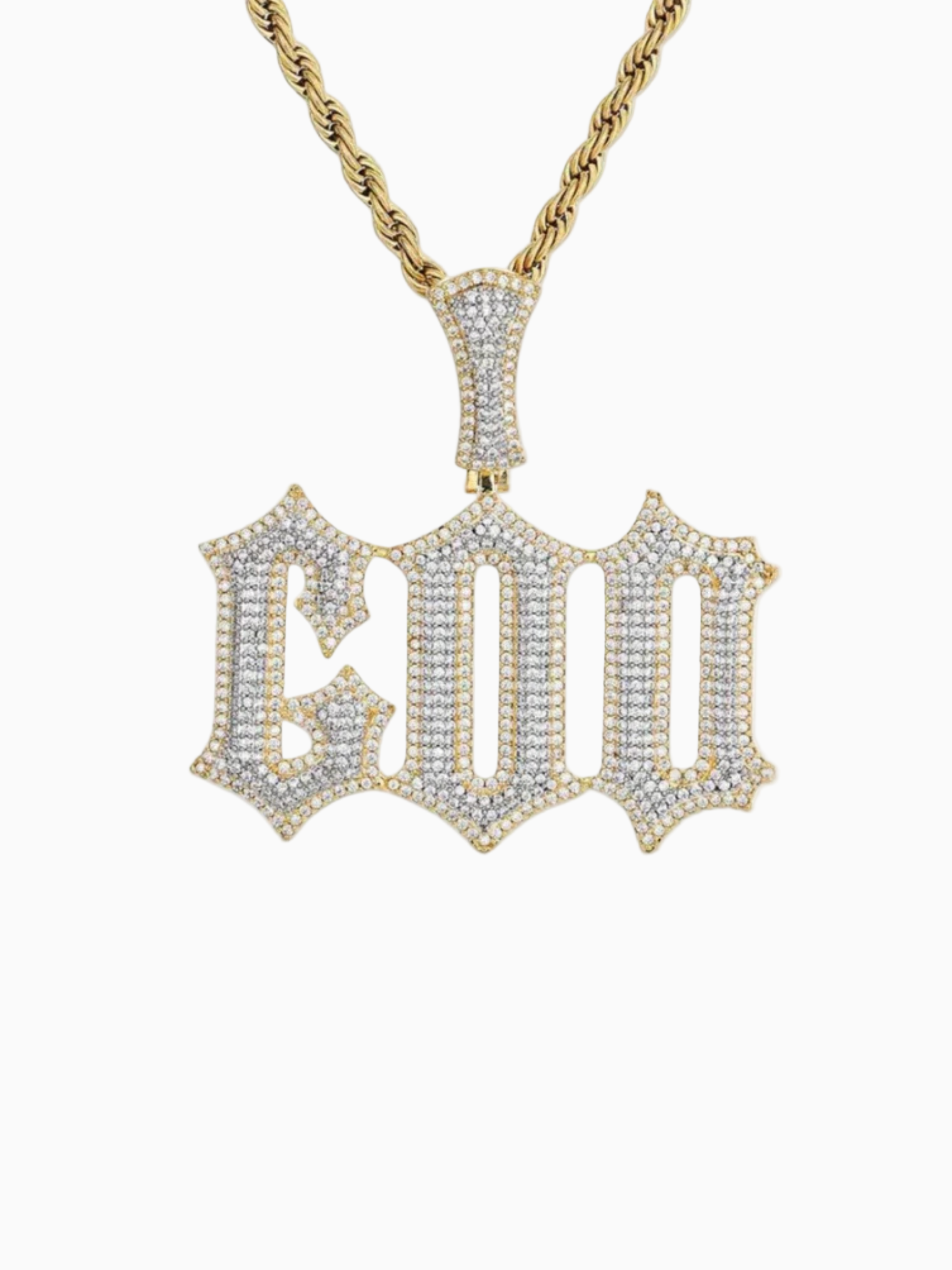 Colgante personalizado con nombre en oro y piedras brillantes estilo iced out