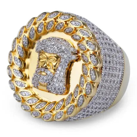 Anillo diamantado con la cara de Jesús para hombre
