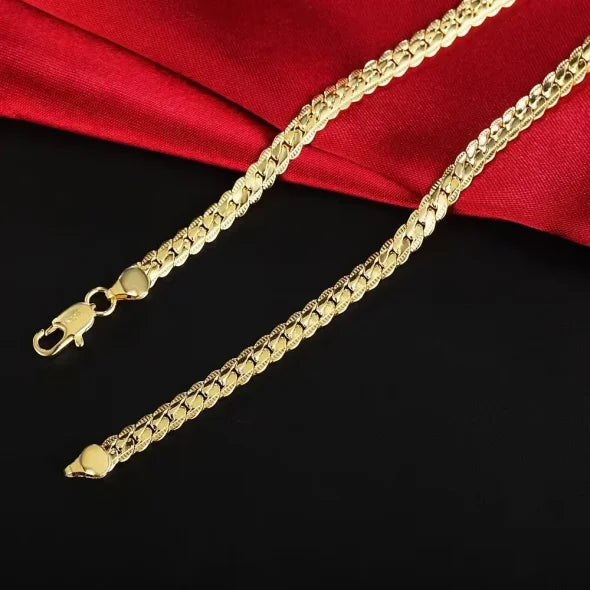 Cadena de oro plana para hombre