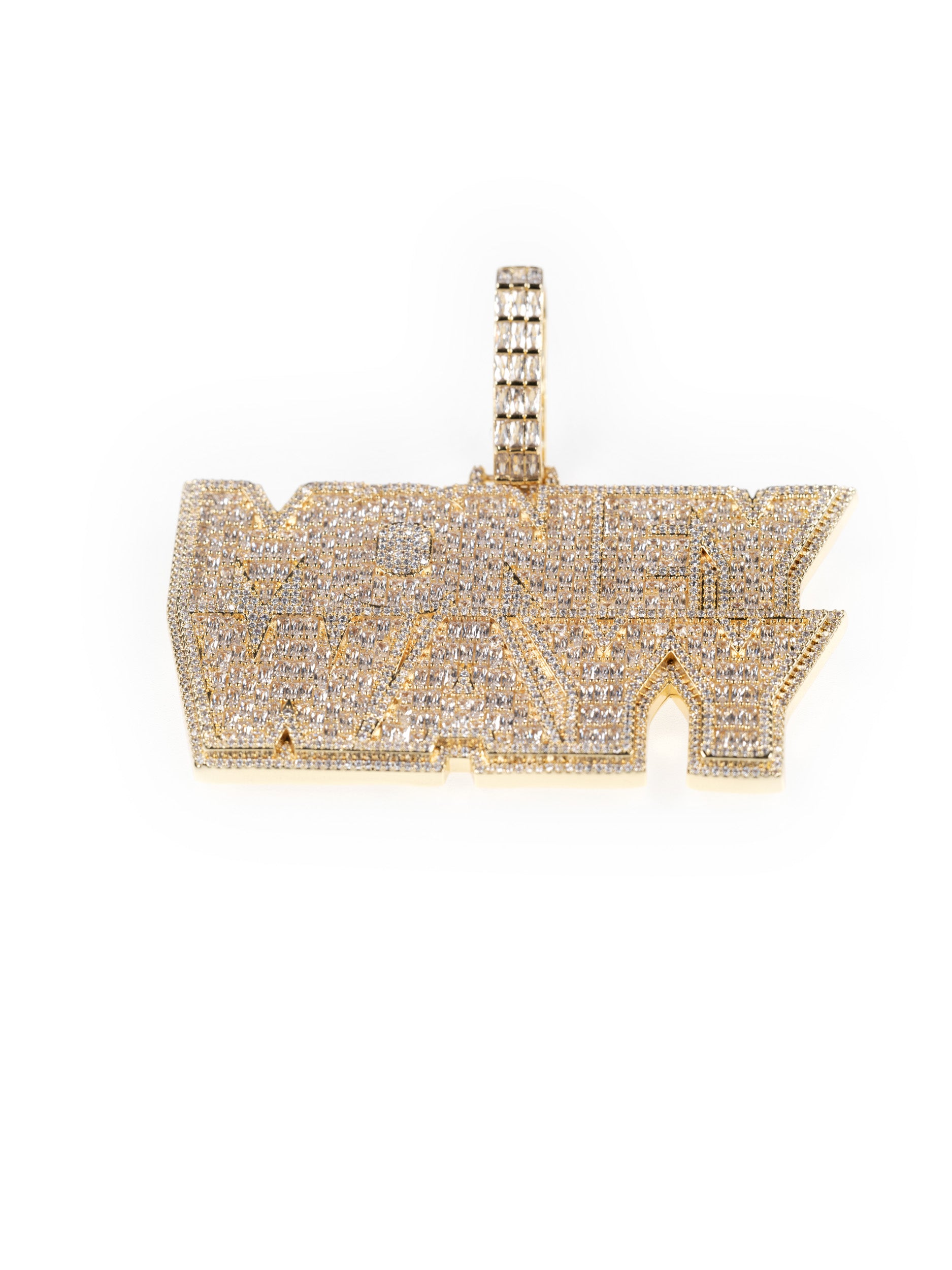 Colgante MONEY WAYY de Youn Chimi en oro y diamantes barato para hombre estilo iced out VVS, de Street Chains y también lo tiene Ice Baby. Cadena incluída de gran calidad.