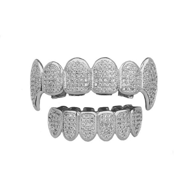 Grillz II - Parrilla de dientes diamantada - Oro Blanco