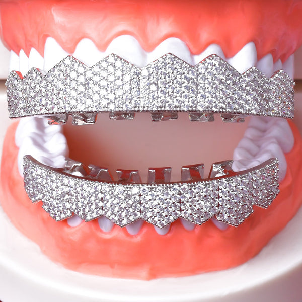 Grillz III - Parrilla de dientes diamantada - Oro Blanco