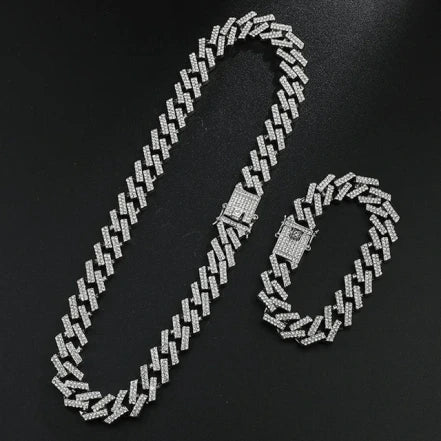 Cadena + Pulsera Cubana Prong (PACK OFERTA)