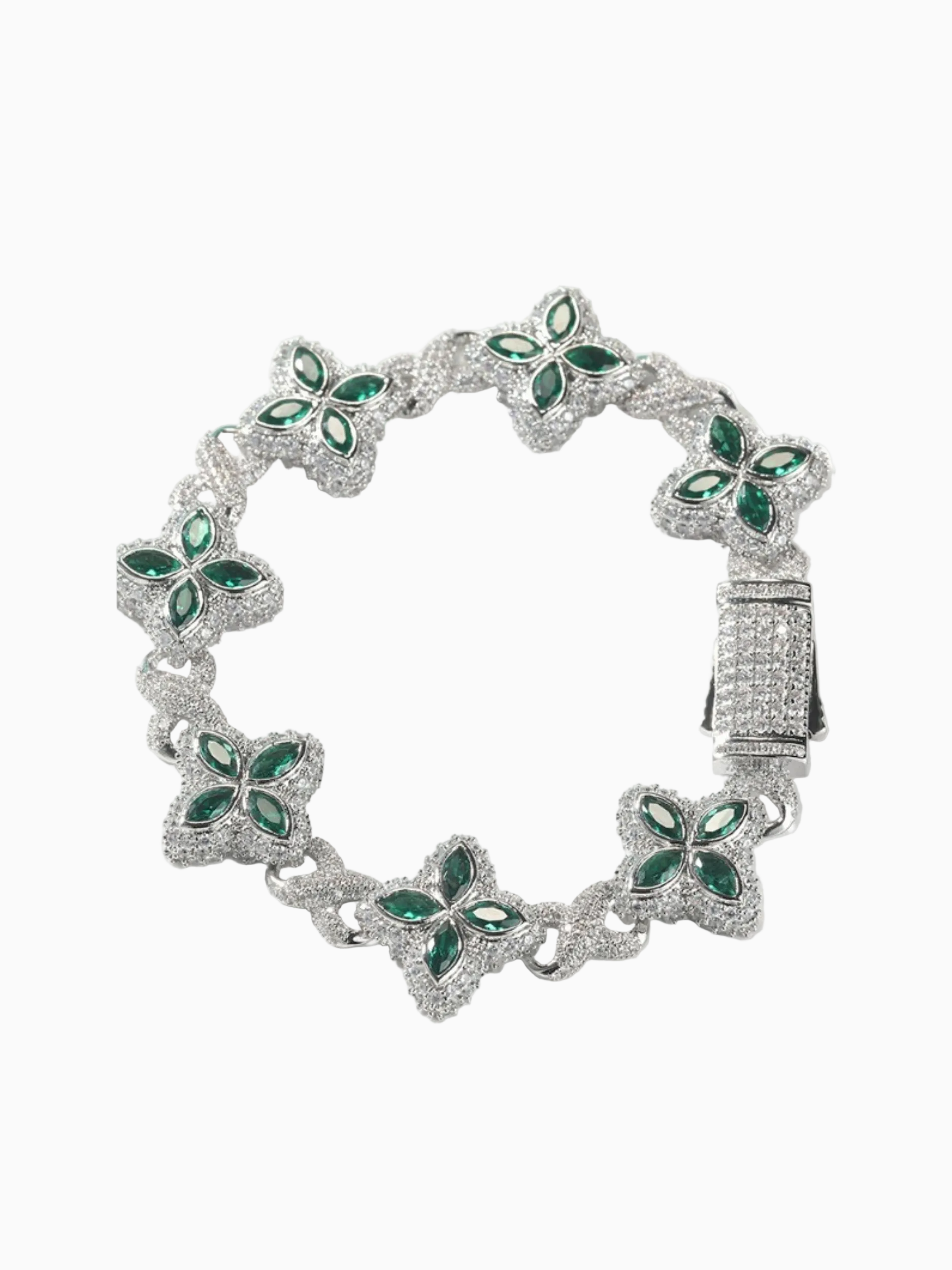 Pulsera Tréboles Iced Out - Oro Blanco