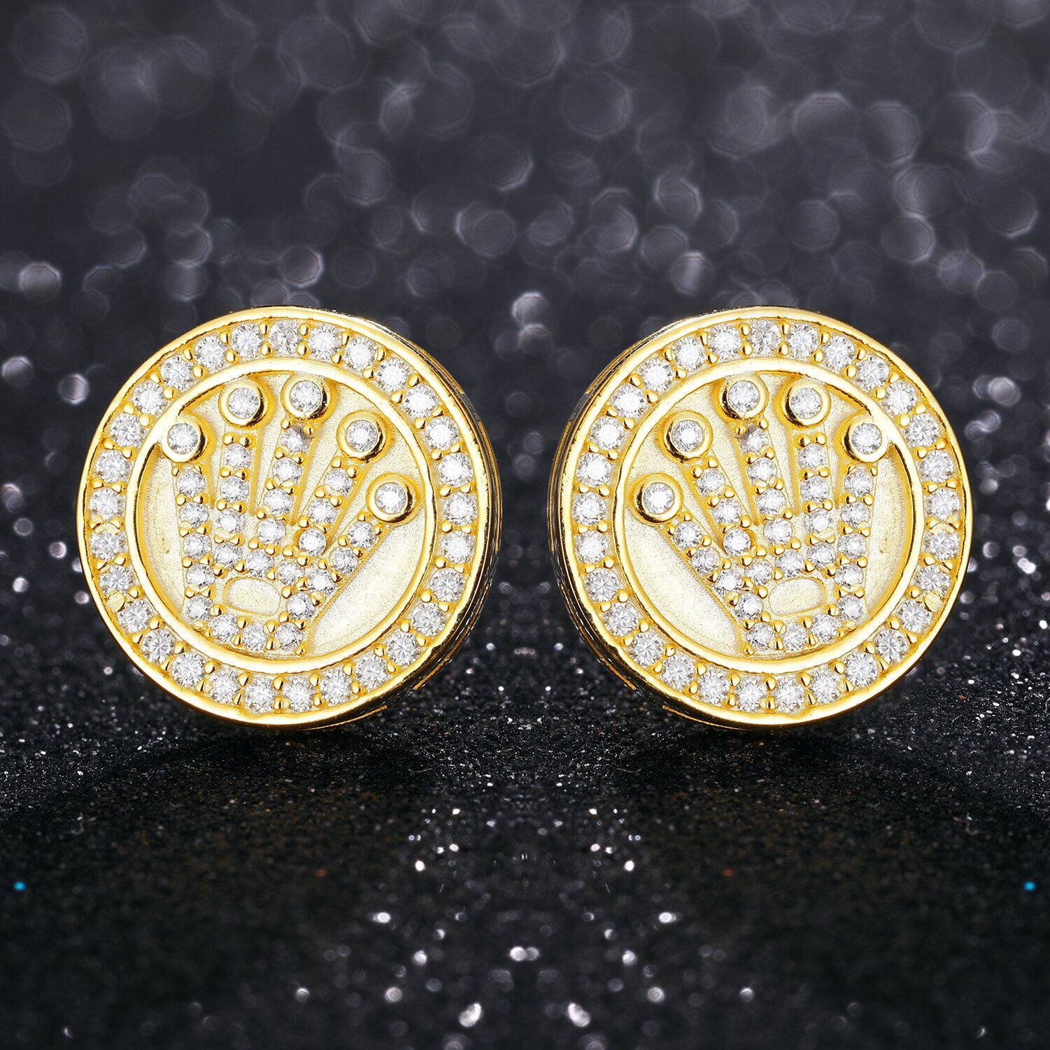 Crown earrings in 925 silver and VVS moisantite