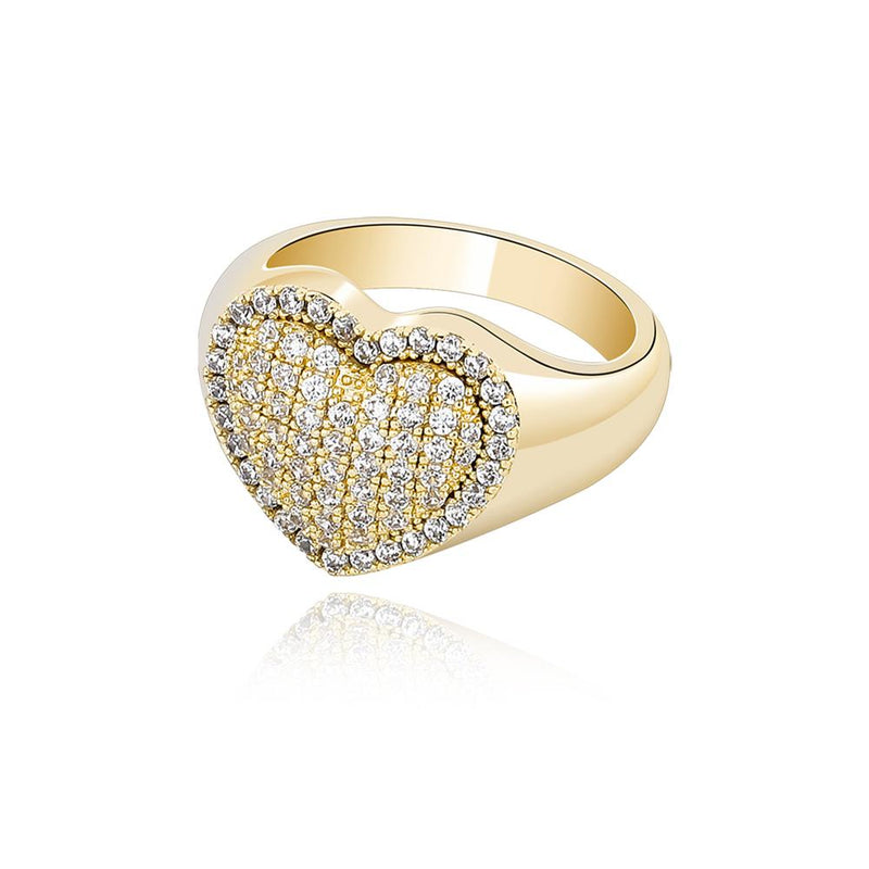 Anillo Corazón Iced Out 24K