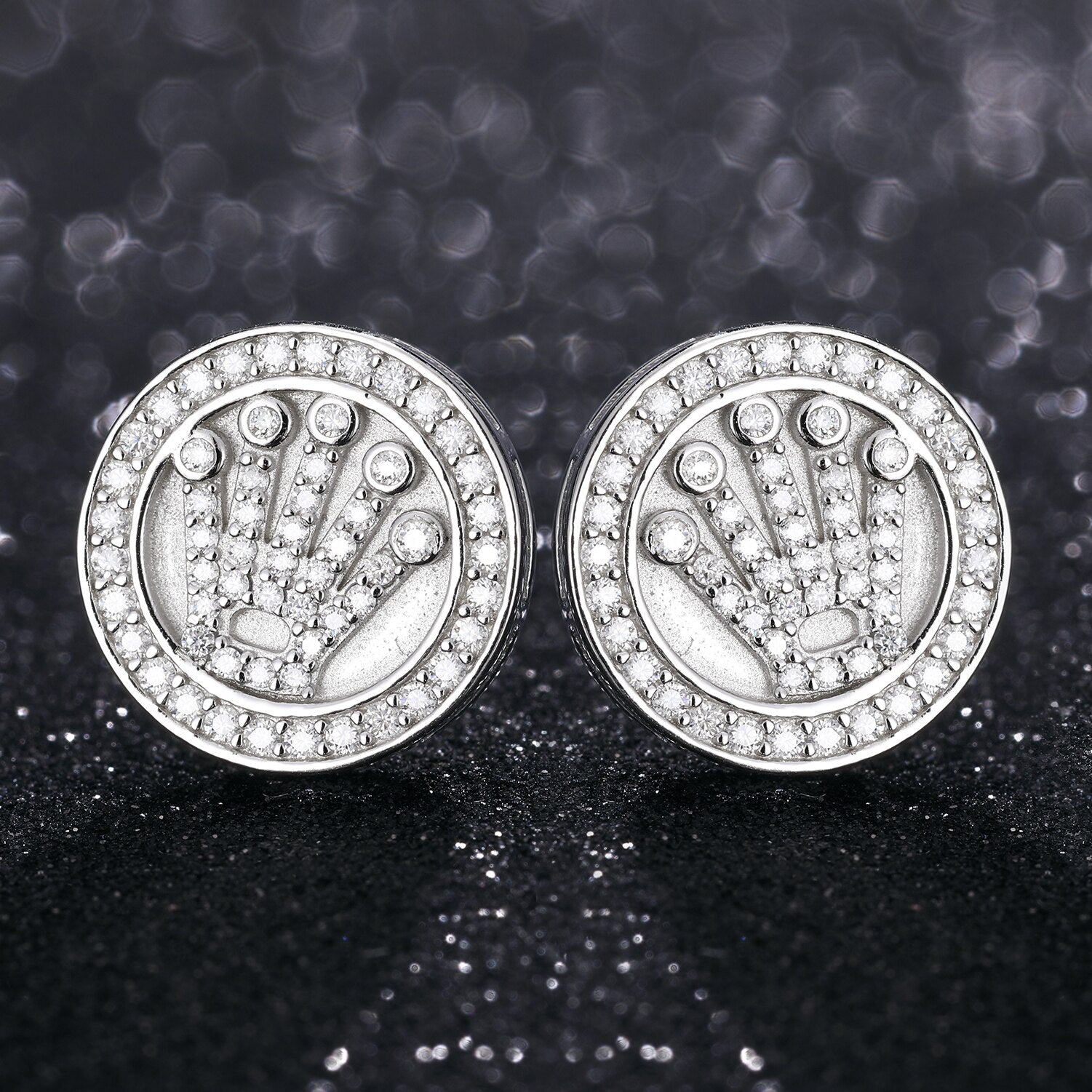Crown earrings in 925 silver and VVS moisantite
