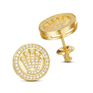 Crown earrings in 925 silver and VVS moisantite