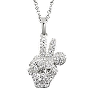 Hand with microphone in 925 silver with VVS moisantite for singer