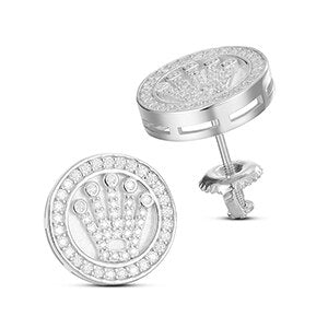 Crown earrings in 925 silver and VVS moisantite