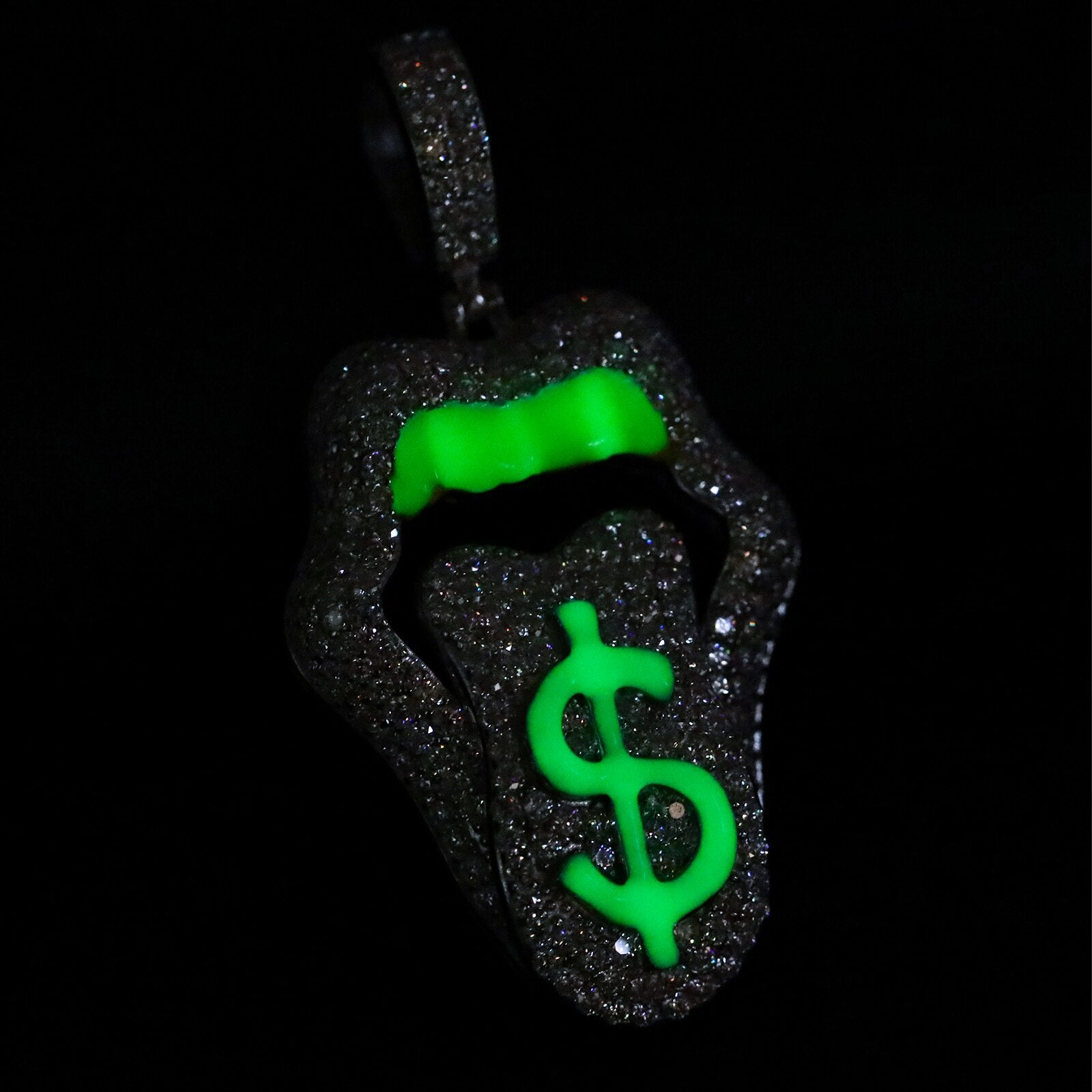 925 Silver Dripping Money with VVS Moisantite glowing in the dark