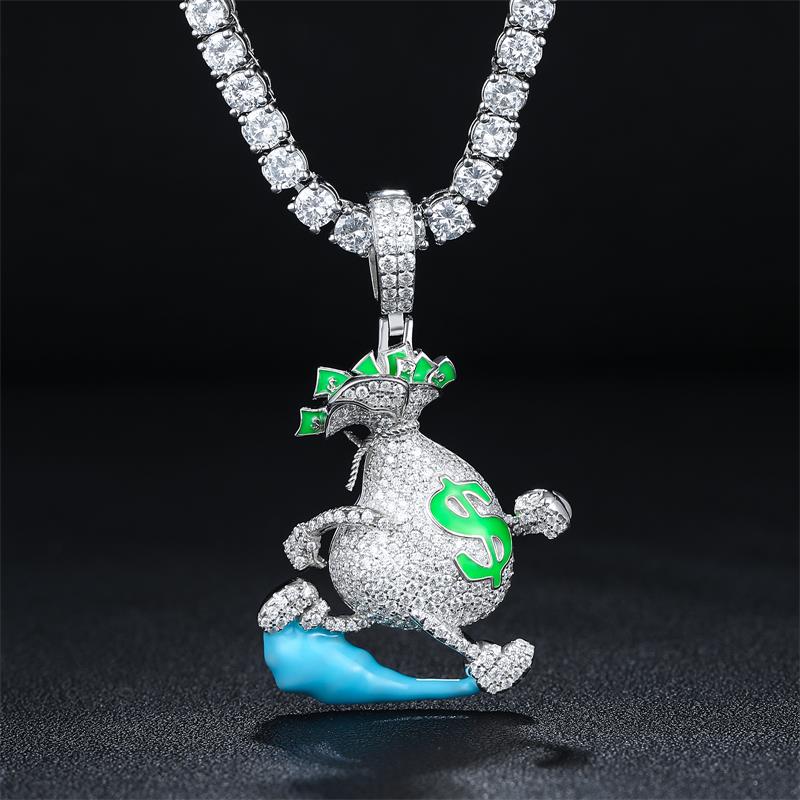 925 Silver Running Money with VVS Moisantite glowing in the dark