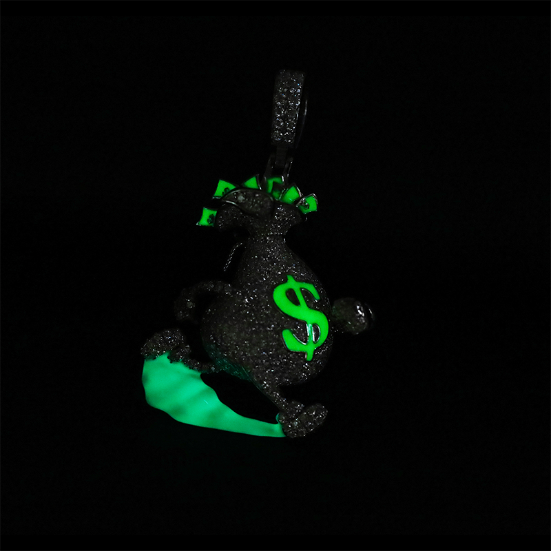 925 Silver Running Money with VVS Moisantite glowing in the dark