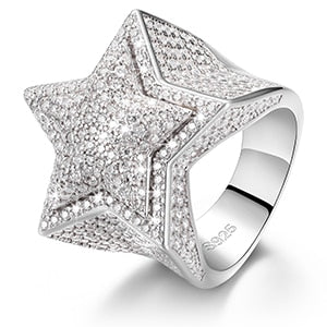 925 Silver STAR Ring with Moissantite VVS1