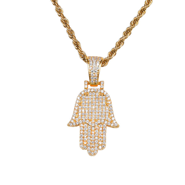 Colgante Mano de Fatima 18K Iced Out