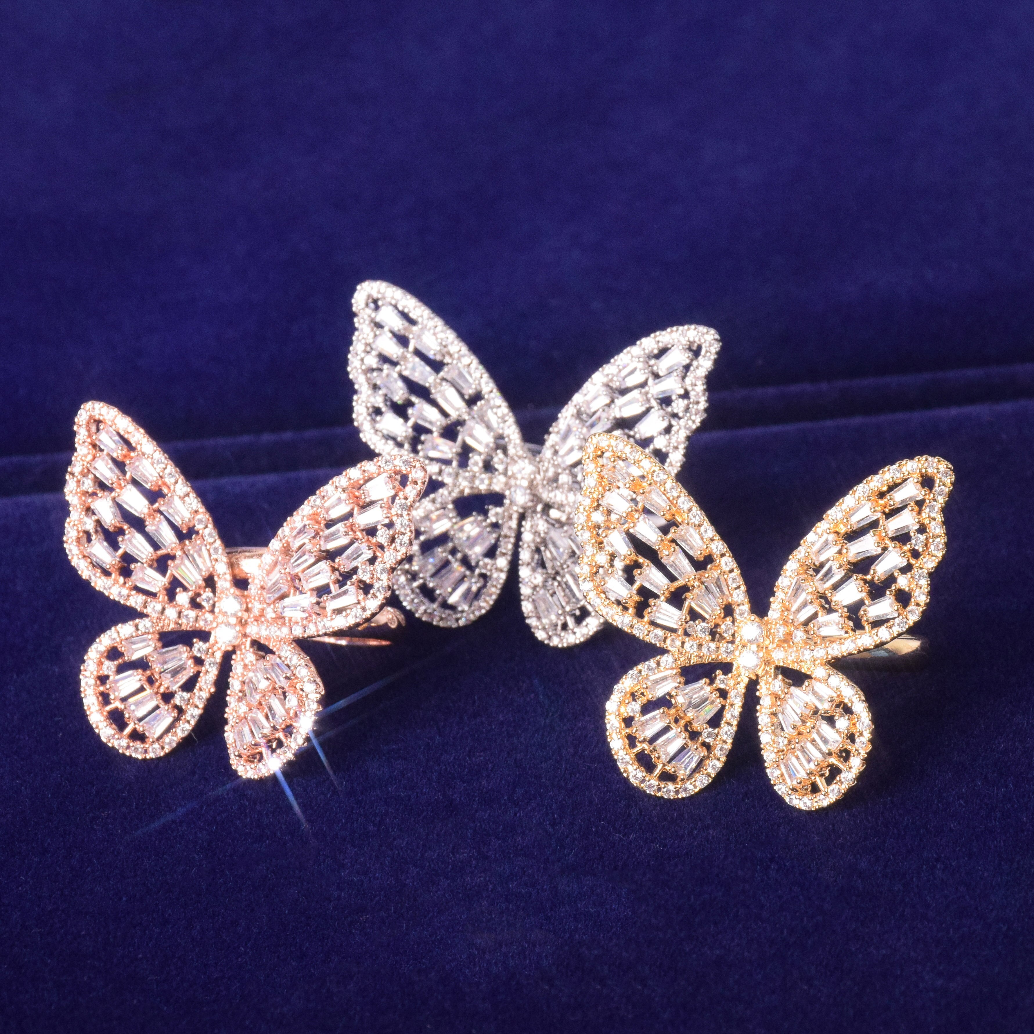18K Resizable Baguette Butterfly Ring