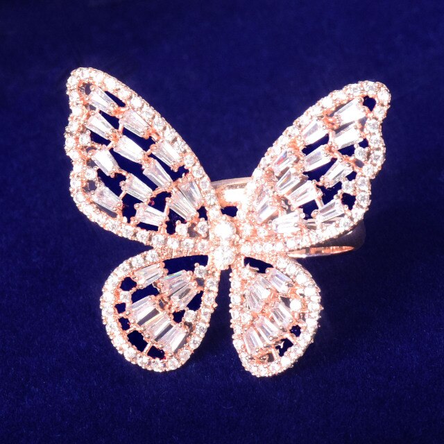18K Resizable Baguette Butterfly Ring